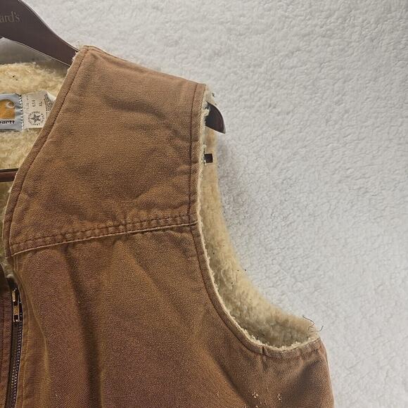 Vintage Carhartt Vest Mens XL Brown 6SV Sherpa Lined Full Zip Canvas - Picture 6 of 11